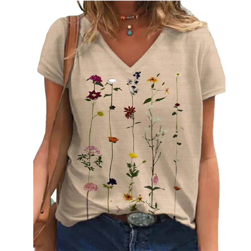 3XL Summer Flower Print Women Casual T-Shirt 2021 New Style Simple Loose Short Sleeve V-Neck Comfortable Female Plus Size Tops
3XL Summer Flower Print Women Casual T-Shirt 2021 New Style Simple Loose Short Sleeve V-Neck Comfortable Female Plus Size Tops
