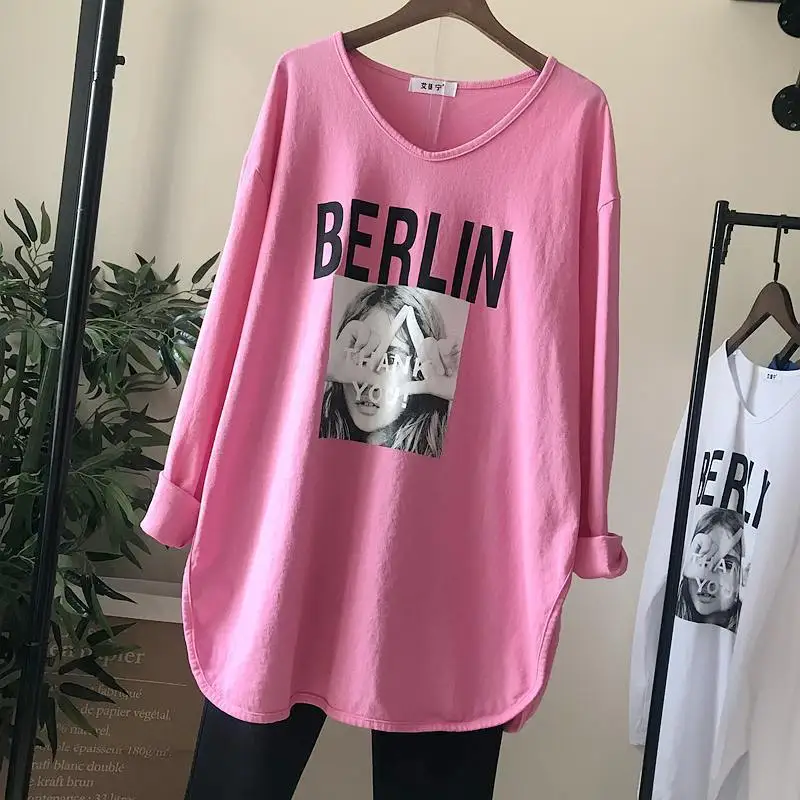 Spring New Plus Fertilizer Plus Size Women'S Loose Irregular Split Bottoming Shirt Long Sleeve Mid-Length T-Shirt
Spring New Plus Fertilizer Plus Size Women'S Loose Irregular Split Bottoming Shirt Long Sleeve Mid-Length T-Shirt
