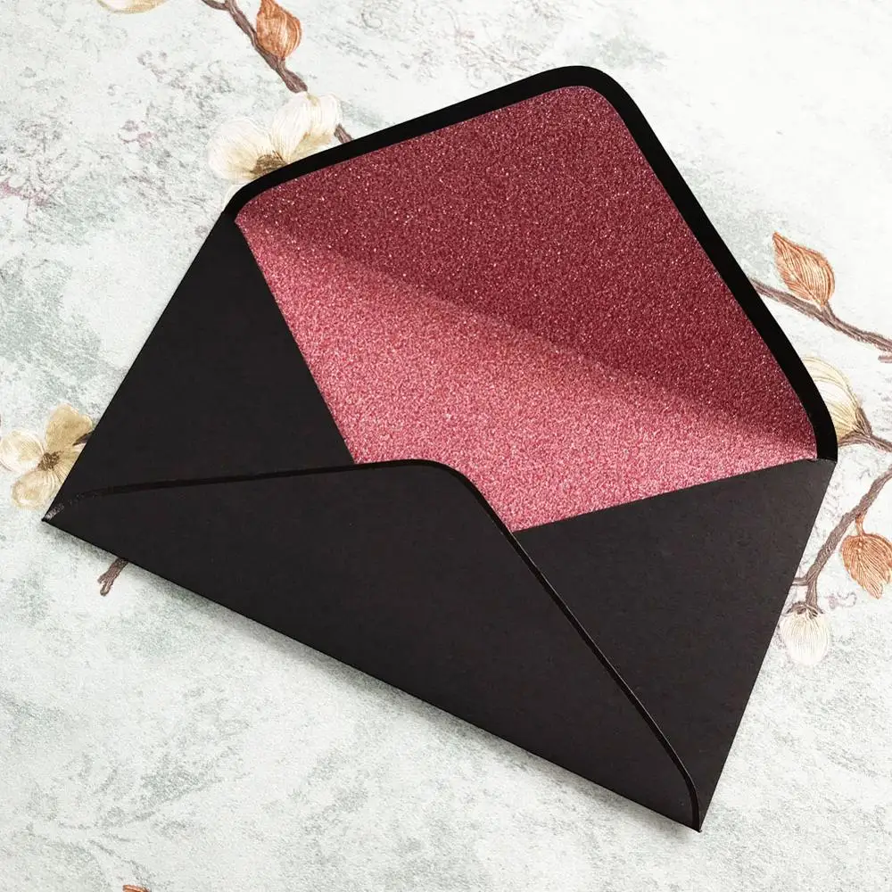 30pcs/lot Exquisite Envelope Pink Inner Black Envelope Wedding Invitation Card Pure Color Festival Invitation Card
30pcs/lot Exquisite Envelope Pink Inner Black Envelope Wedding Invitation Card Pure Color Festival Invitation Card