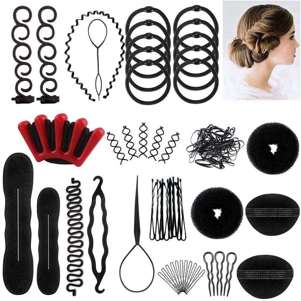 40pcs/set Women Diy Hair Styling Accessories Kit Magic Donut Bun Maker Hairpins Ties Fast Twist Modelling Hairdress Braid Tools
40pcs/set Women Diy Hair Styling Accessories Kit Magic Donut Bun Maker Hairpins Ties Fast Twist Modelling Hairdress Braid Tools