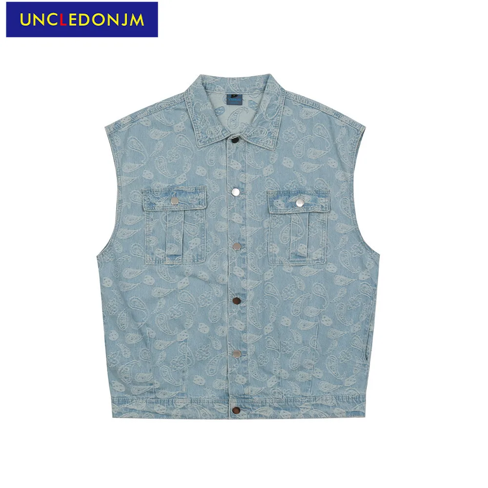 UNCLEDONJM Retro washed cashew flower denim vest sleeveless jacket HIP HOP jean jacket men black gothic denim jacket
UNCLEDONJM Retro washed cashew flower denim vest sleeveless jacket HIP HOP jean jacket men black gothic denim jacket
