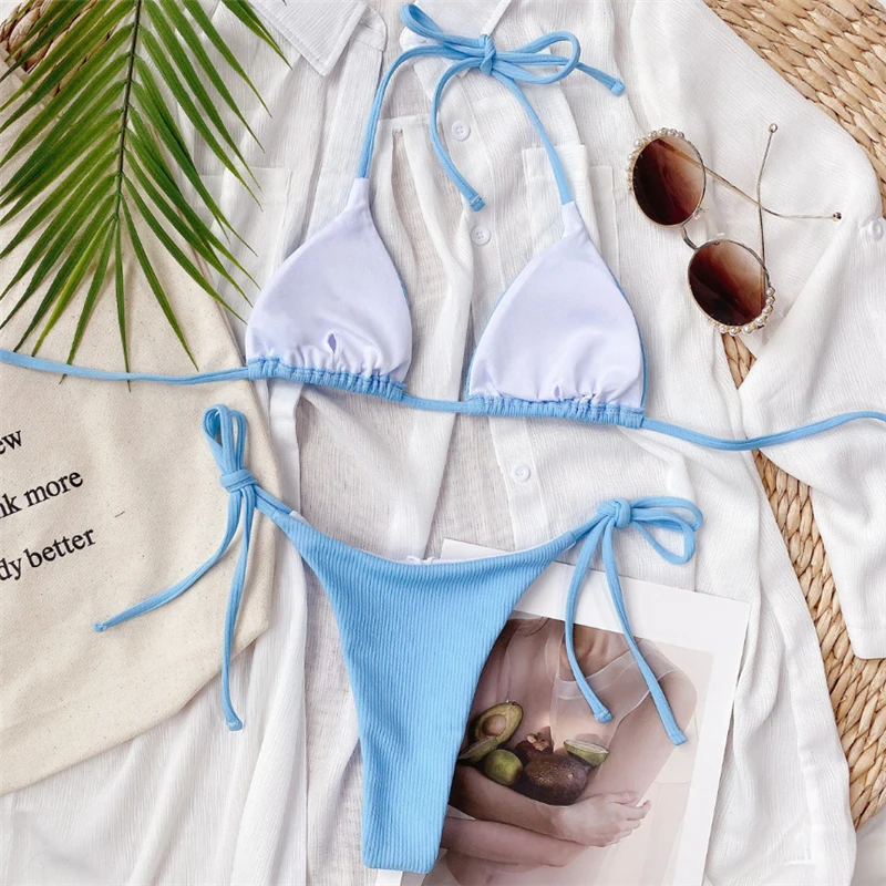 Sexy Solid Triangle Bikini Swimwear Women Bandage Backless Two Pieces Brazilian Swimsuit Women Beachwear Biquini Set
Sexy Solid Triangle Bikini Swimwear Women Bandage Backless Two Pieces Brazilian Swimsuit Women Beachwear Biquini Set