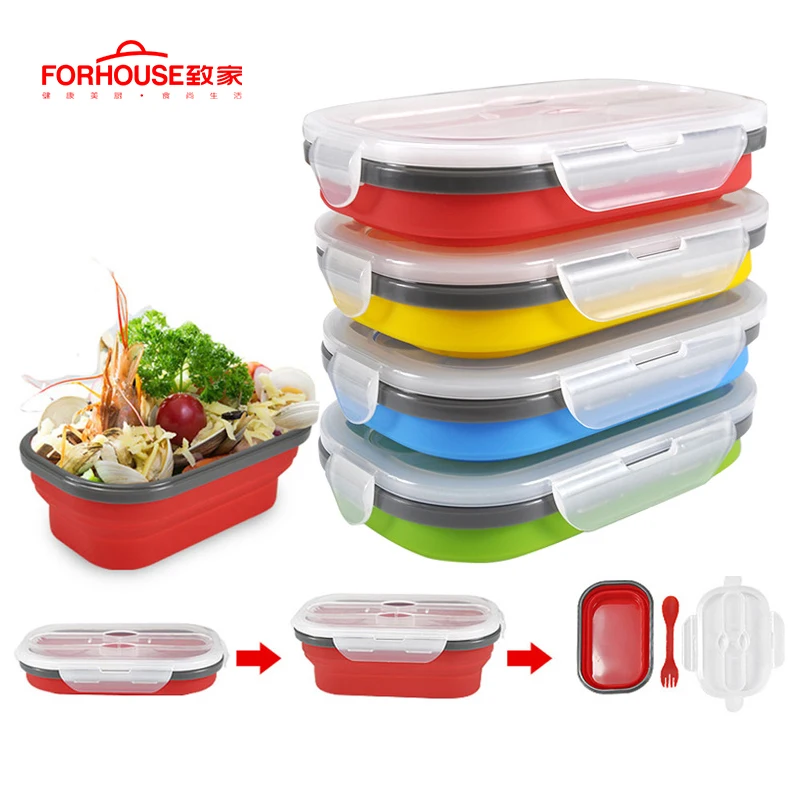 800ml Silicone Collapsible Lunch Box Food Storage Container Bento BPA Free Microwavable Portable Outdoor Box with spoon
800ml Silicone Collapsible Lunch Box Food Storage Container Bento BPA Free Microwavable Portable Outdoor Box with spoon