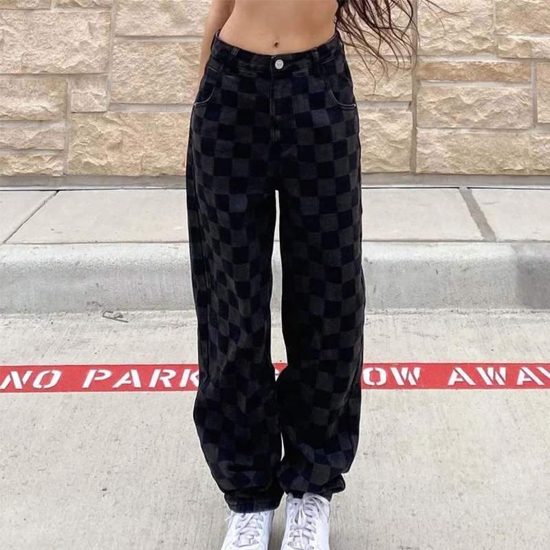 2021 New Harajuku Jeans Women Patchwork Jeans Female Streetwear Checkered Korean Style Wide Leg Pants Straight Plaid Trousers
2021 New Harajuku Jeans Women Patchwork Jeans Female Streetwear Checkered Korean Style Wide Leg Pants Straight Plaid Trousers