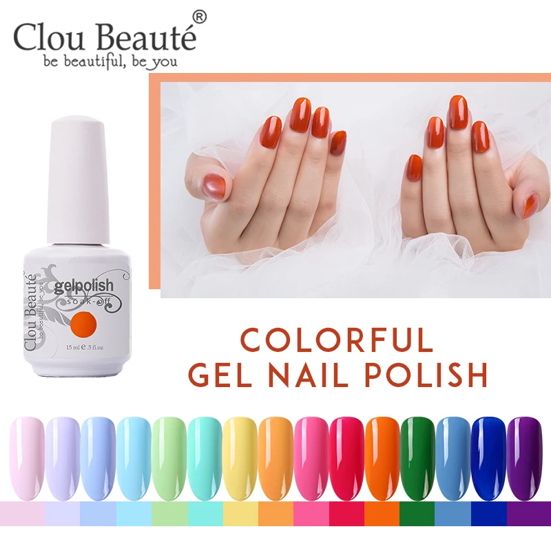 

Clou Beaute 64 Colors Soak off LED UV Hybrid Gel Lacquer Primer Nail Gel Polish Manicure Semi Permanent Vernis Top Coat Nail Gel