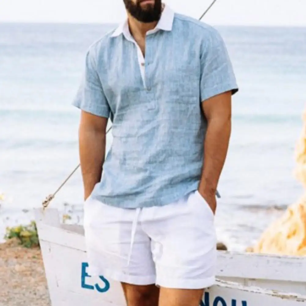 Fashion Short Sleeve Men Shirt Turn-down Collar Sweat Absorbing Patchwork Buttons Closure Casual Shirt Pullover Summer Shirt
Fashion Short Sleeve Men Shirt Turn-down Collar Sweat Absorbing Patchwork Buttons Closure Casual Shirt Pullover Summer Shirt