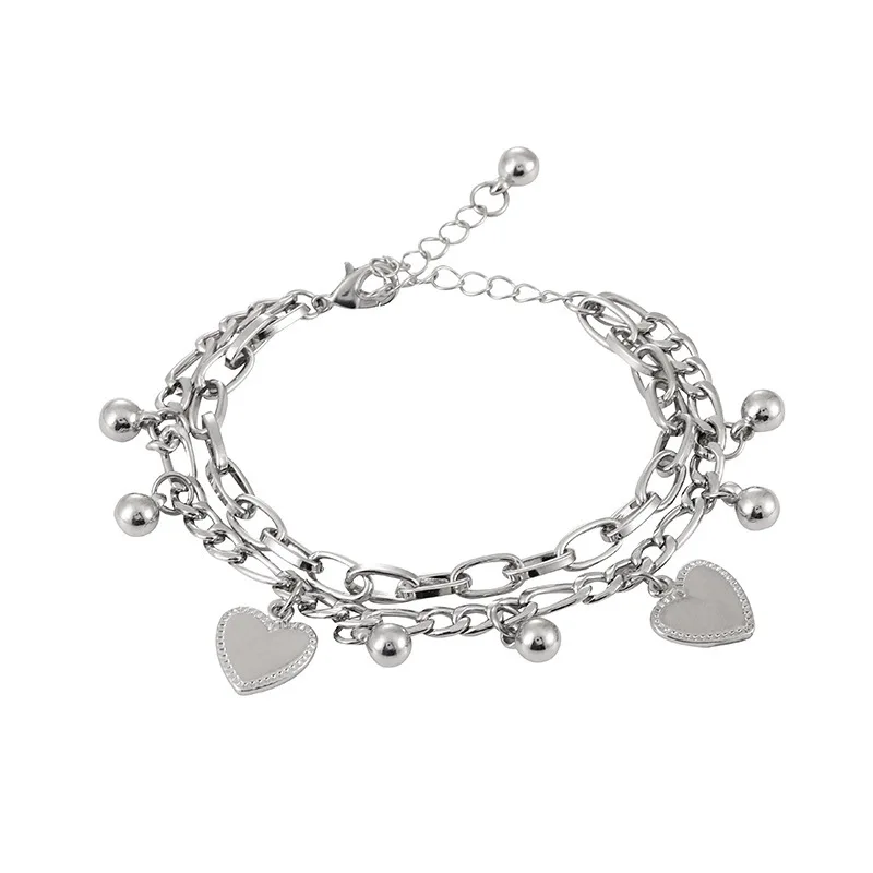 TIMEONLY Exaggerated Chunky Cuban Chains Bracelets for Women Multi-Layer Silver Color Metal Link Beaded Heart Charm Bracelet
TIMEONLY Exaggerated Chunky Cuban Chains Bracelets for Women Multi-Layer Silver Color Metal Link Beaded Heart Charm Bracelet