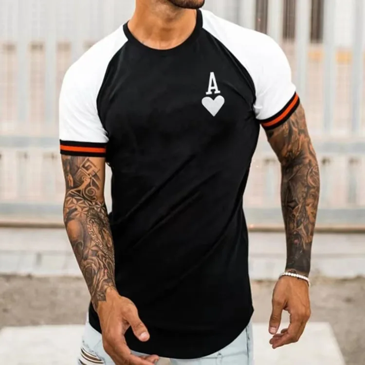 20021 Men's Casual Round Neck Short Sleeve Playing Cards Box Letter K Trendy Print Slim Cotton Pullover Men's T-shirt Top
20021 Men's Casual Round Neck Short Sleeve Playing Cards Box Letter K Trendy Print Slim Cotton Pullover Men's T-shirt Top