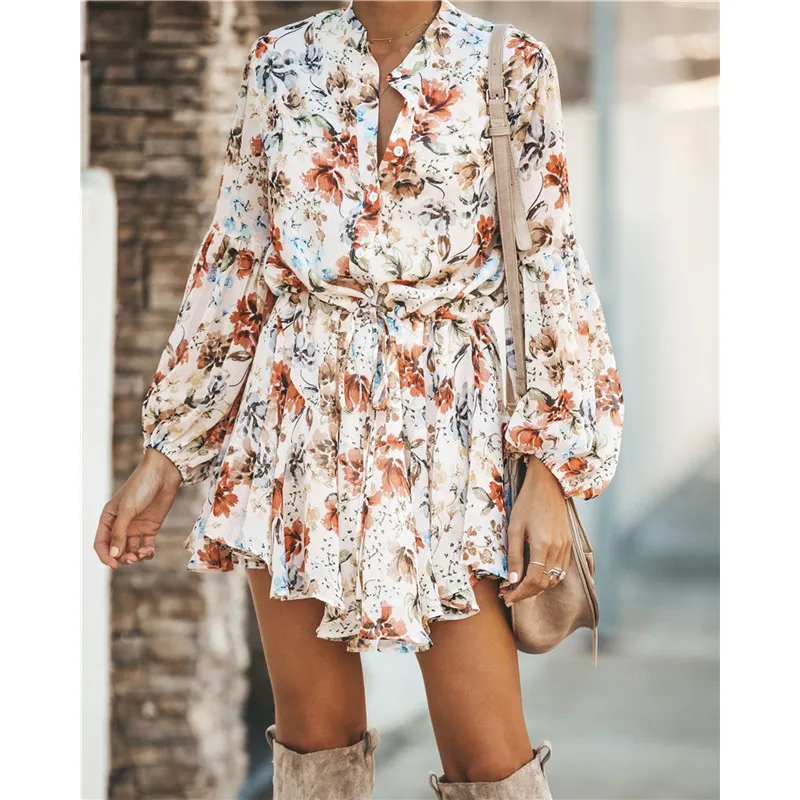 Women's Chiffon V Neck Flower Print Dress Autumn Casual Long Sleeve Short Dress Female Boho Leisure A Line Party Vestidos 2021
Women's Chiffon V Neck Flower Print Dress Autumn Casual Long Sleeve Short Dress Female Boho Leisure A Line Party Vestidos 2021