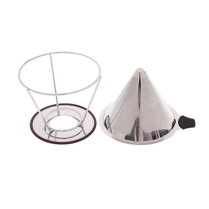 Reusable Coffee Filter Stainless Steel Cone Coffee Filter Baskets Mesh Strainer Pour Over Coffee Dripper With Stand Holder
Reusable Coffee Filter Stainless Steel Cone Coffee Filter Baskets Mesh Strainer Pour Over Coffee Dripper With Stand Holder