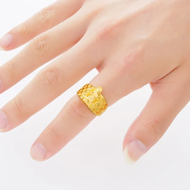 Chinese Auspicious Animal Design Wide Male Rings Trendy 24K Gold Wedding Ring Jewelry for Women Men 2019 New Fine 24K Rings
Chinese Auspicious Animal Design Wide Male Rings Trendy 24K Gold Wedding Ring Jewelry for Women Men 2019 New Fine 24K Rings