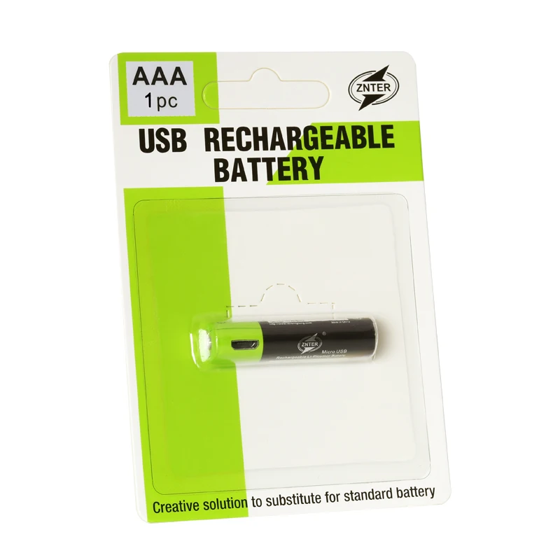 ZNTER 1 шт. AAA перезаряжаемая литиевая батарея 5 в 400 мАч с MICRO USB зарядным кабелем для
