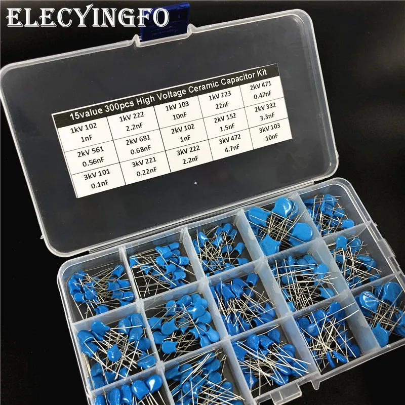 15values 1KV/2KV/3KV (0.1nF to 22nF) High Voltage Ceramic Disc Capacitor assorted kit with box Total 300pcs
15values 1KV/2KV/3KV (0.1nF to 22nF) High Voltage Ceramic Disc Capacitor assorted kit with box Total 300pcs
