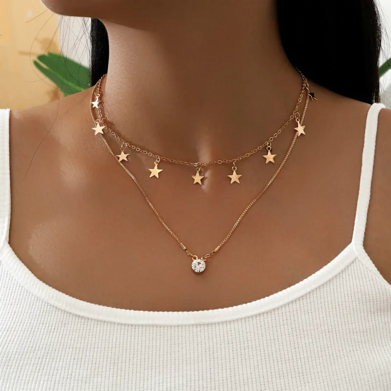 New Kpop Punk Star Crystal Choker Necklace Jewelry 2021 Double Layer Women Boho Neck Chain Pendant And Necklaces Collar For Girl
New Kpop Punk Star Crystal Choker Necklace Jewelry 2021 Double Layer Women Boho Neck Chain Pendant And Necklaces Collar For Girl