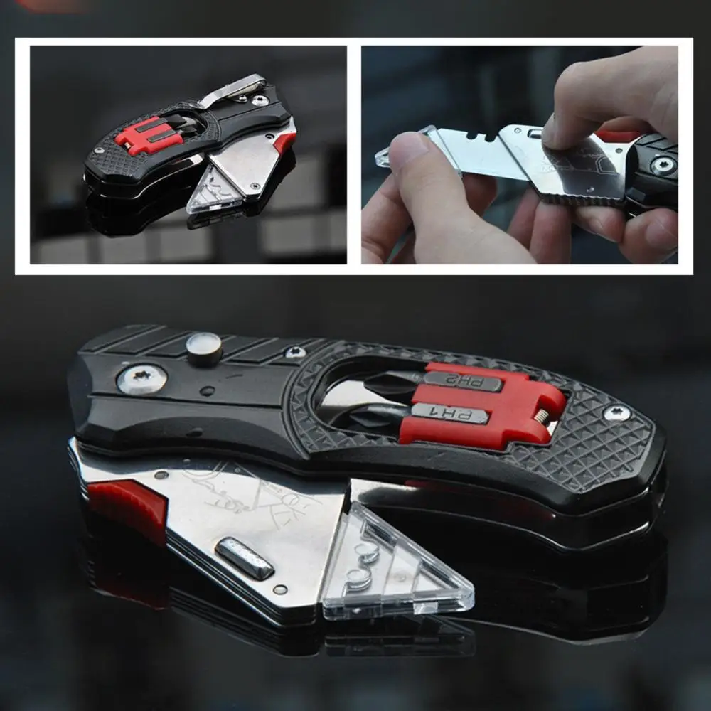 Professional Electrician Folding Utility Knife Stainless Steel 4 In 1 Multifunction With Screwdriver Bit Set Easy Carry
Professional Electrician Folding Utility Knife Stainless Steel 4 In 1 Multifunction With Screwdriver Bit Set Easy Carry