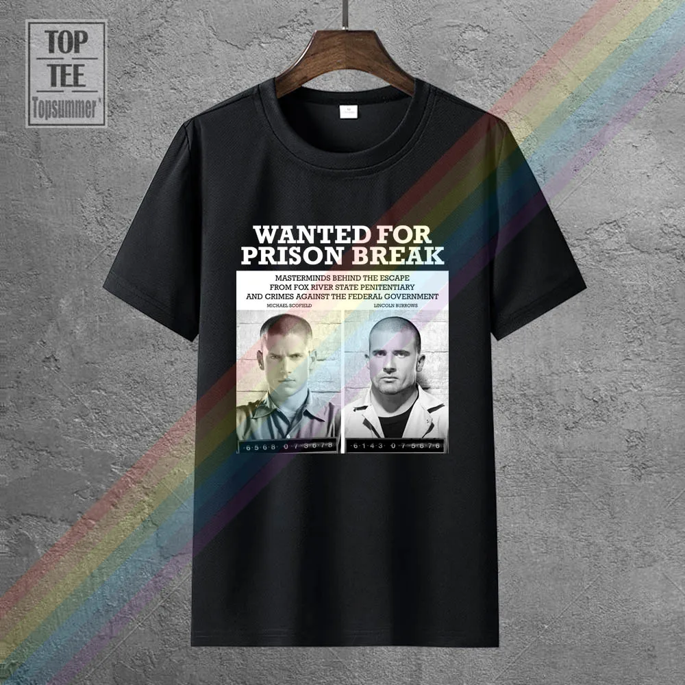 Fashion Tees Shirt Fitness Wanted For Prison Break Mens Couple Design A T Shirt Cotton Short Sleeve Big Size Men'S T Shirts
Fashion Tees Shirt Fitness Wanted For Prison Break Mens Couple Design A T Shirt Cotton Short Sleeve Big Size Men'S T Shirts