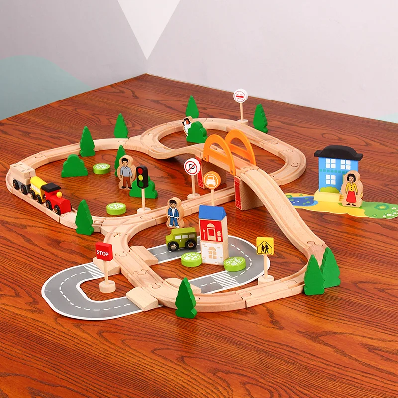 78PCS Wooden Train Track Accessories Toy Assembled Magnetic Rail Bridge Station Diecast Car KIDS Wooden Railway Education toy
78PCS Wooden Train Track Accessories Toy Assembled Magnetic Rail Bridge Station Diecast Car KIDS Wooden Railway Education toy
