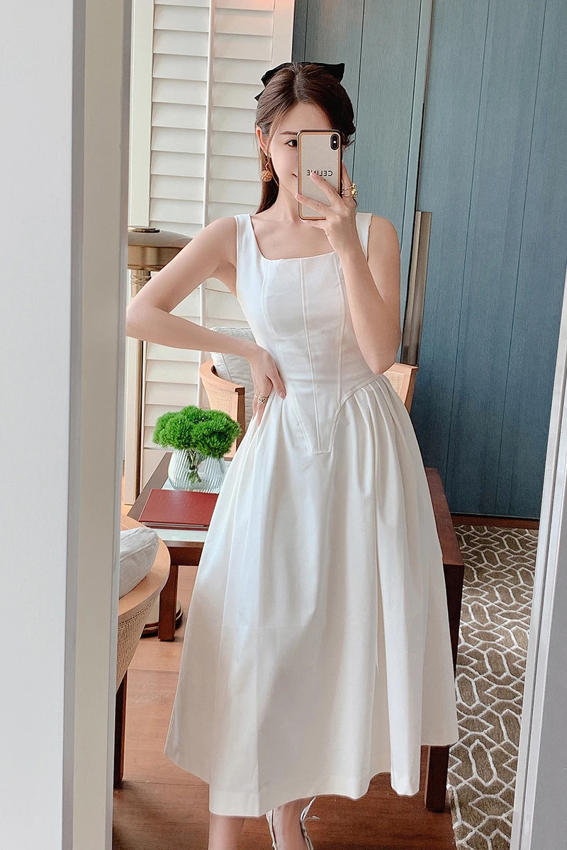 Vestidos De Mujer Casual 2021 Spring Summer New Sleeveless Elegant Lady Dress Square Collar Sleeveless Large Swing Dress
Vestidos De Mujer Casual 2021 Spring Summer New Sleeveless Elegant Lady Dress Square Collar Sleeveless Large Swing Dress