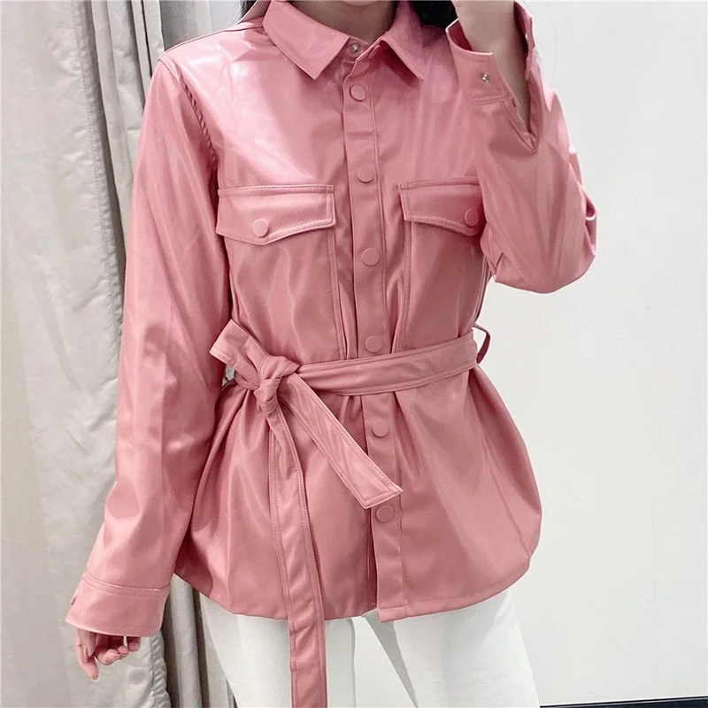 Winter style New Autumn Women Loose Pink Pu Faux Soft Leather Jacket Casual Female Single Breasted Streetwear Biker Coat With
Winter style New Autumn Women Loose Pink Pu Faux Soft Leather Jacket Casual Female Single Breasted Streetwear Biker Coat With