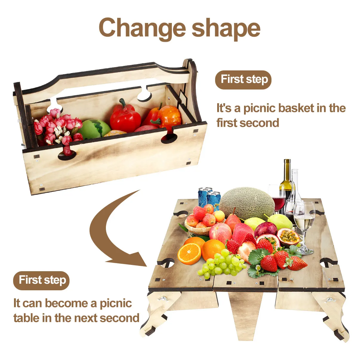 Folding Picnic Basket Table Portable 2-in-1 Wine Picnic Table Convertible Wooden Storage Basket Collapsible Table Dinner Lawn
Folding Picnic Basket Table Portable 2-in-1 Wine Picnic Table Convertible Wooden Storage Basket Collapsible Table Dinner Lawn