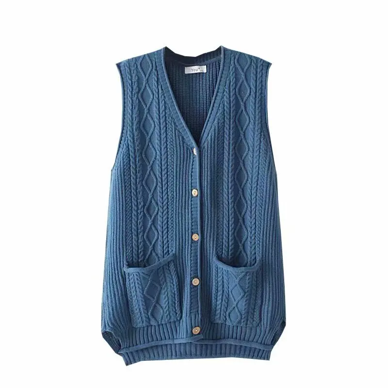 New Casual Sleeveless Sweater Vest for Women Knit Waistcoat V Neck Pocket Vintage Button Twist Crochet Cardigans YY8619
New Casual Sleeveless Sweater Vest for Women Knit Waistcoat V Neck Pocket Vintage Button Twist Crochet Cardigans YY8619