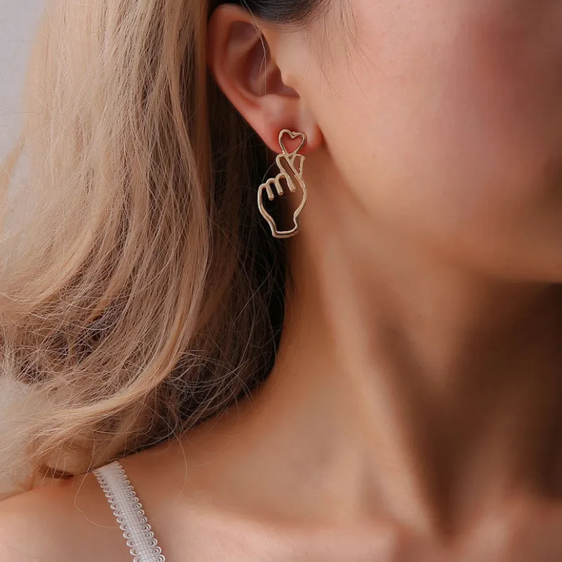 Personalized Metal Hollow Love Heart Gesture Earrings for Women
Personalized Metal Hollow Love Heart Gesture Earrings for Women