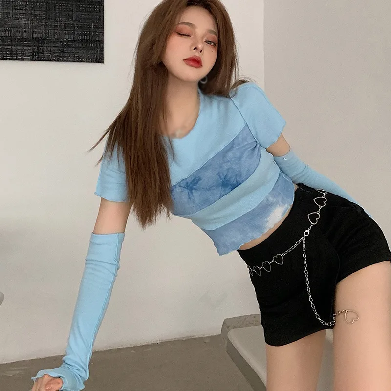 Tie-Dyed O-Neck T Shirt Women Sexy Slim Exposed Navel Long Sleeves Tee Shirt Tops
Tie-Dyed O-Neck T Shirt Women Sexy Slim Exposed Navel Long Sleeves Tee Shirt Tops