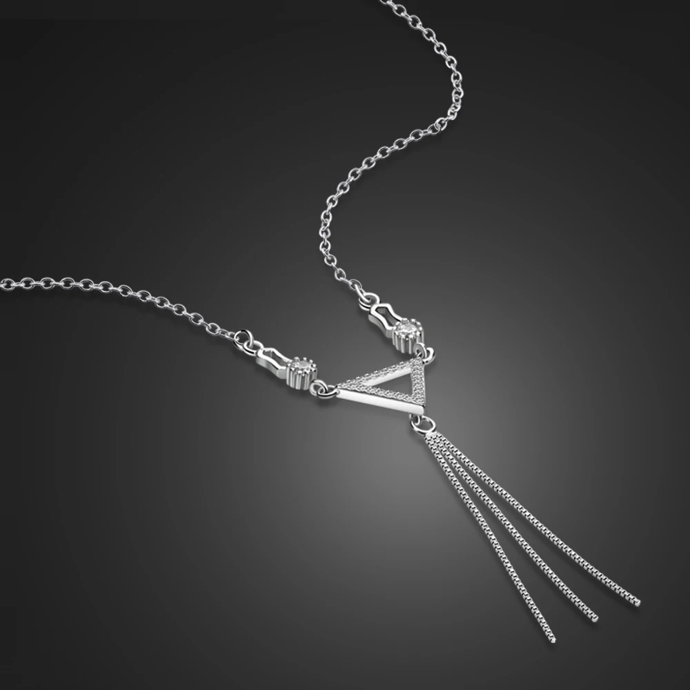 Authentic 100% 925 Sterling Silver Triangle Pendant Necklace Tassel Choker For Women Long Chain Silver Jewelry Gift
Authentic 100% 925 Sterling Silver Triangle Pendant Necklace Tassel Choker For Women Long Chain Silver Jewelry Gift