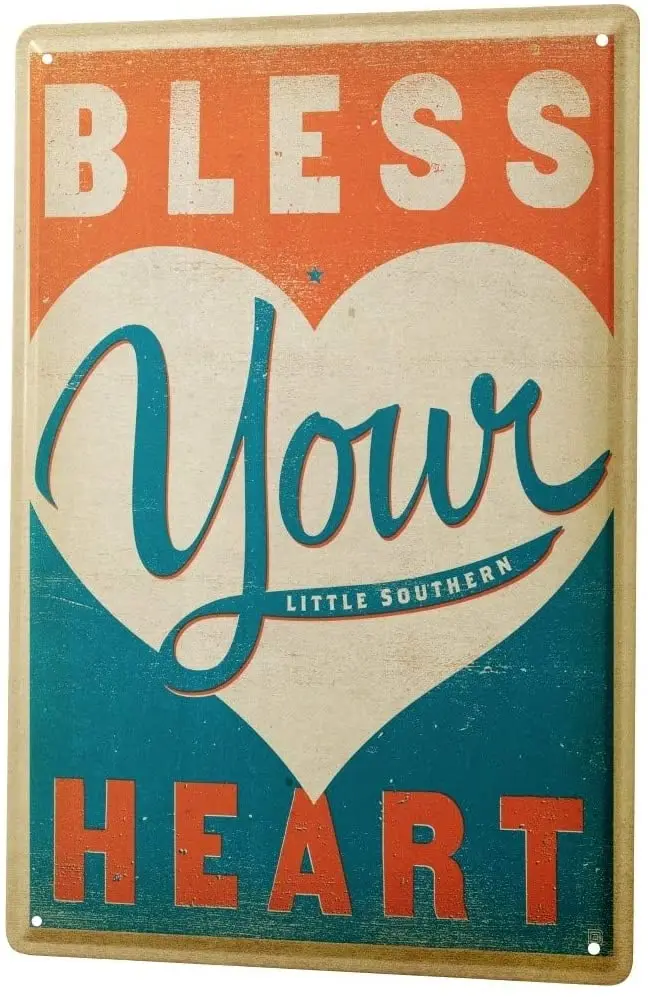 Tin Sign Metal Plate Decorative Sign Home Decor Plaques Nostalgic Motif Bless Your Little Southern Heart 8X12
Tin Sign Metal Plate Decorative Sign Home Decor Plaques Nostalgic Motif Bless Your Little Southern Heart 8X12
