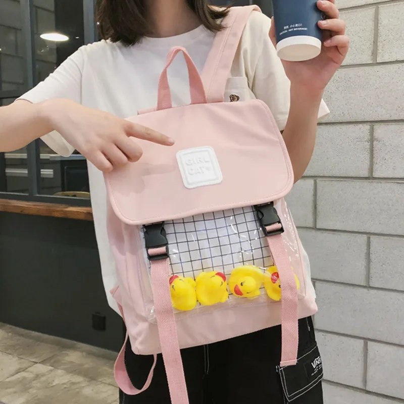 Fashion School Backpack for Girls transparent pocket with Lovely decorations School Bags Cute Design Backpacks
Fashion School Backpack for Girls transparent pocket with Lovely decorations School Bags Cute Design Backpacks