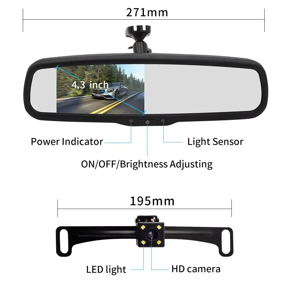 Car 4.3-inch Anti-dazzle Rearview Mirror Two-way RCA Interface Input With HD Display PZ705A
Car 4.3-inch Anti-dazzle Rearview Mirror Two-way RCA Interface Input With HD Display PZ705A