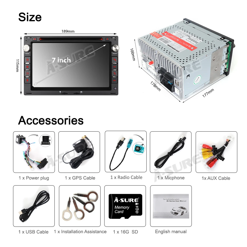 A-Sure Car Multimedia Player 2 Din Auto Radio DVD GPS Navigation For Volkswagen VW PASSAT B5 BORA T4 T5 GOLF 4 BT RDS DAB+ 
A-Sure Car Multimedia Player 2 Din Auto Radio DVD GPS Navigation For Volkswagen VW PASSAT B5 BORA T4 T5 GOLF 4 BT RDS DAB+