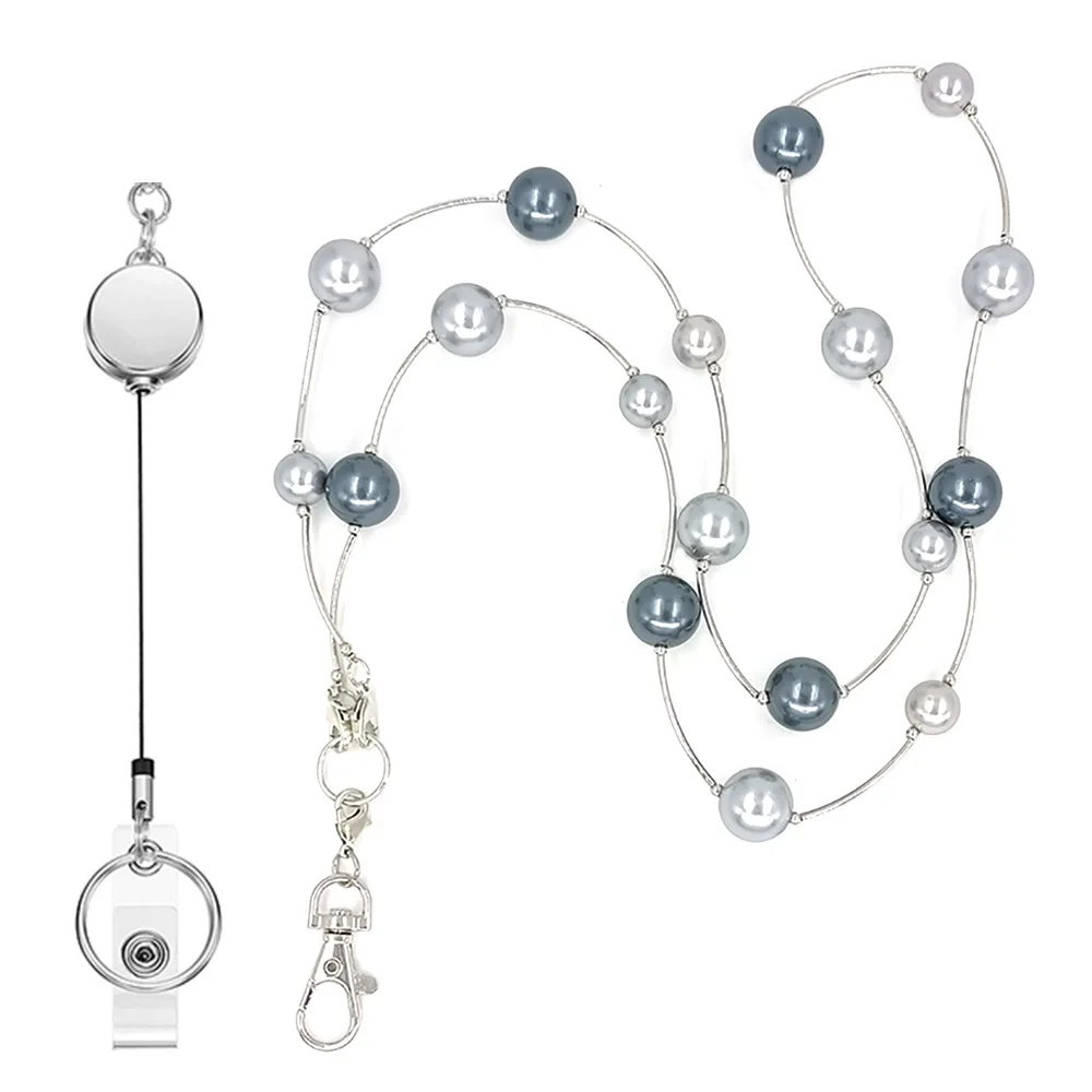 Blue Grey Pearl Beaded Lanyard Necklace For Women Mobile Phones Keys ID Card Badge Holder High Quality Accesssories Wholesale
Blue Grey Pearl Beaded Lanyard Necklace For Women Mobile Phones Keys ID Card Badge Holder High Quality Accesssories Wholesale