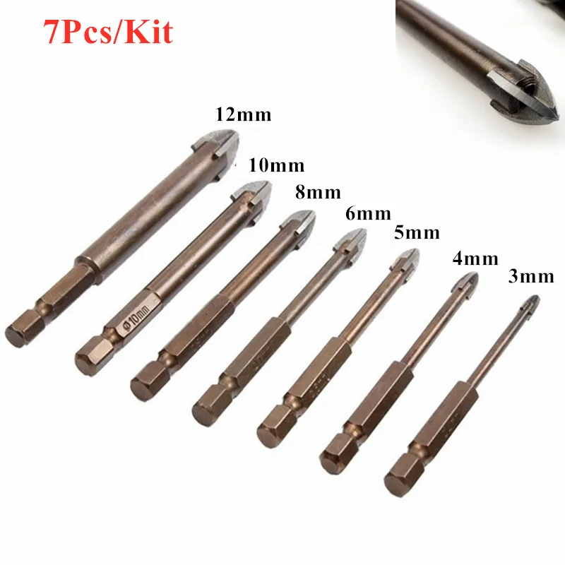 7Pcs/set Tungsten Carbide Glass Drill Bit Set Alloy Carbide Point with 4 Cutting Edges Tile & Glass Cross Spear Head Drill Bits
7Pcs/set Tungsten Carbide Glass Drill Bit Set Alloy Carbide Point with 4 Cutting Edges Tile & Glass Cross Spear Head Drill Bits