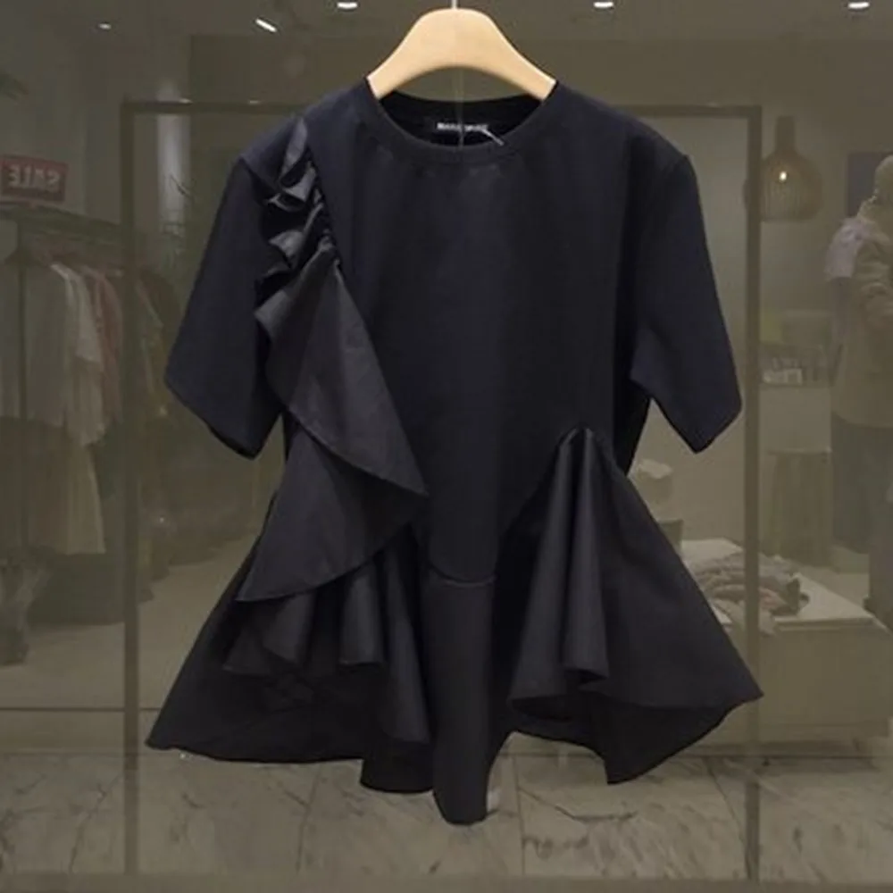 Women's T-Shirt Ruffles Top Summer Korea Cute Female Casual Short Sleeve Falbala Irregular Japan Streetwear Tshirt Fashion Tee
Women's T-Shirt Ruffles Top Summer Korea Cute Female Casual Short Sleeve Falbala Irregular Japan Streetwear Tshirt Fashion Tee