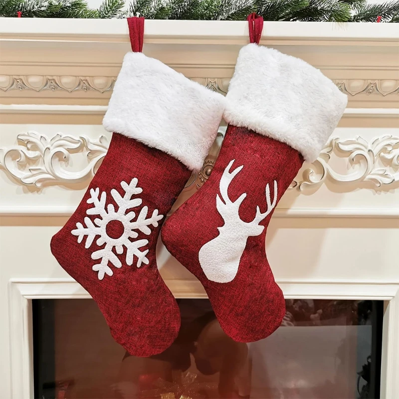 4Pcs Red Christmas Stocking Set Reindeer Snowflake Embroidery Plush Cuff Xmas Fireplace Hanging Socks Candy Gift Bags
4Pcs Red Christmas Stocking Set Reindeer Snowflake Embroidery Plush Cuff Xmas Fireplace Hanging Socks Candy Gift Bags