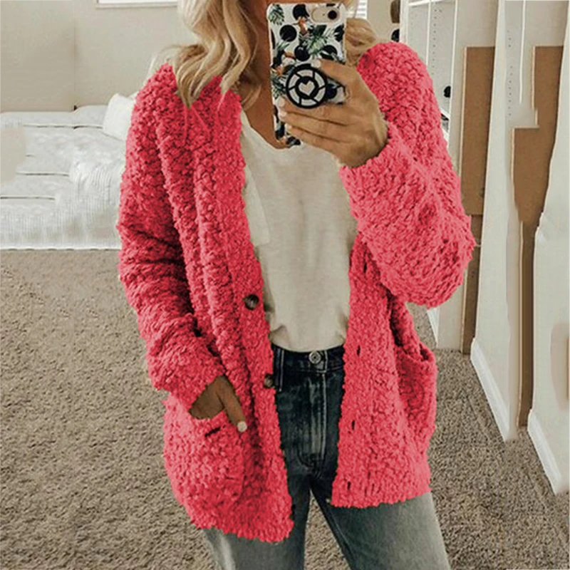 Autumn and winter women's fashion casual sweater cardigan button solid color large size shirt women
Autumn and winter women's fashion casual sweater cardigan button solid color large size shirt women