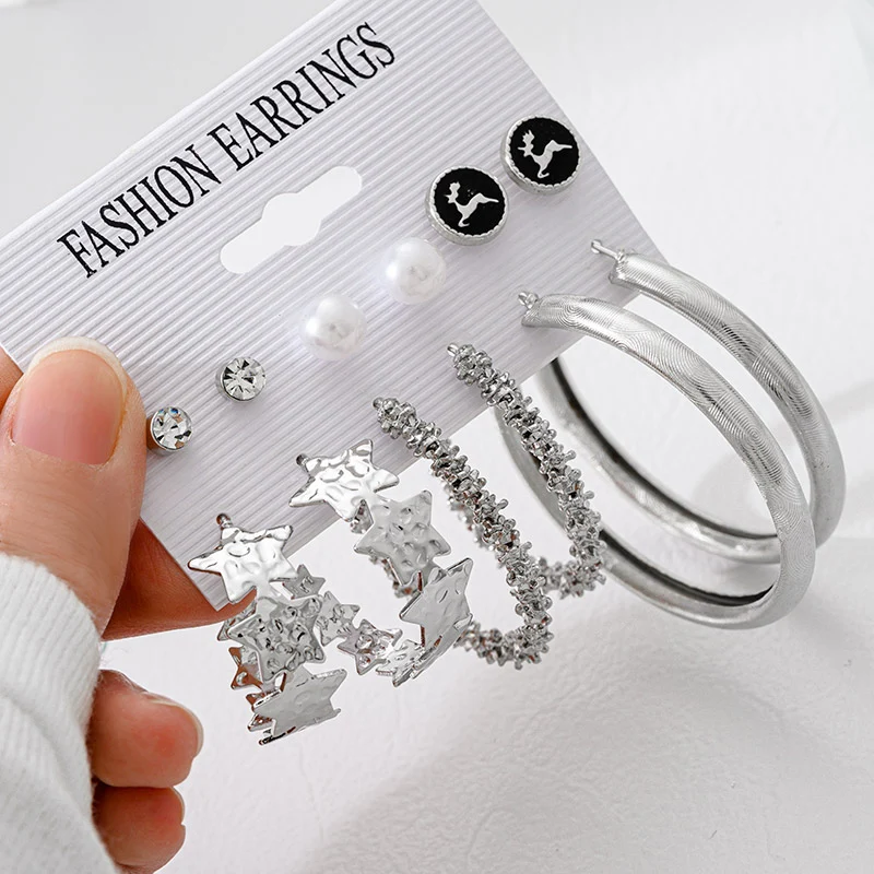 New Fashion Crystal Circle Hoop Earrings Set For Women Geometric Silver Metal Pearl Stud Earrings 2021 Trend Female Jewelry Gift
New Fashion Crystal Circle Hoop Earrings Set For Women Geometric Silver Metal Pearl Stud Earrings 2021 Trend Female Jewelry Gift