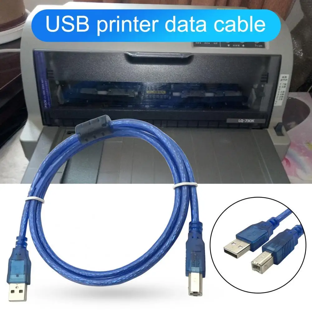 

USB-кабель 0,3 м, 1,5 м, стабильная передача данных, прозрачный, синий, медный, USB 2,0 A на B, шнур передачи данных для офиса