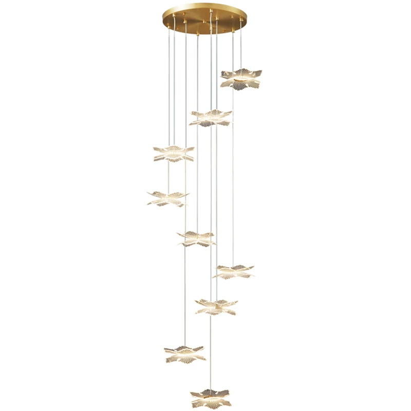 Modern Creative Lotus Shaped Chandelier is Suitable for Domestic Acrylic Hanglamp Family Hotel Stairwell Lighting 
Modern Creative Lotus Shaped Chandelier is Suitable for Domestic Acrylic Hanglamp Family Hotel Stairwell Lighting