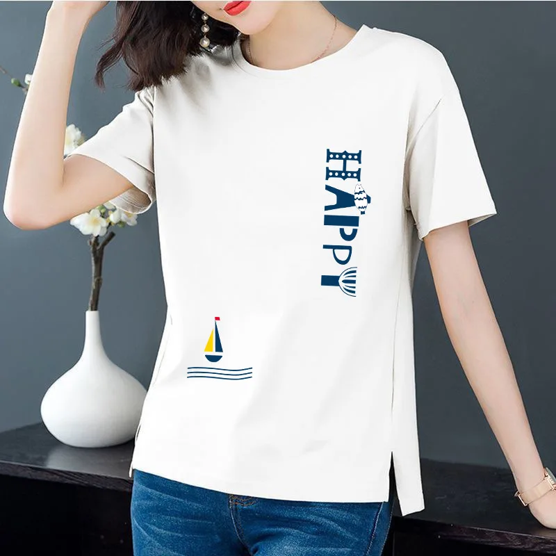 100% Cotton Mutil Color And Size Solid Women Short Sleeve T Shirt With Printed Casual Round Collar
100% Cotton Mutil Color And Size Solid Women Short Sleeve T Shirt With Printed Casual Round Collar