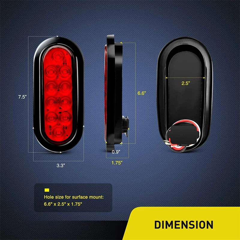 2Pcs 6 Inch Oval Trailer Lights Red 22 LED Truck Taillight Transparent Reversing Tail Light for Truck Trailer Warning Light
2Pcs 6 Inch Oval Trailer Lights Red 22 LED Truck Taillight Transparent Reversing Tail Light for Truck Trailer Warning Light