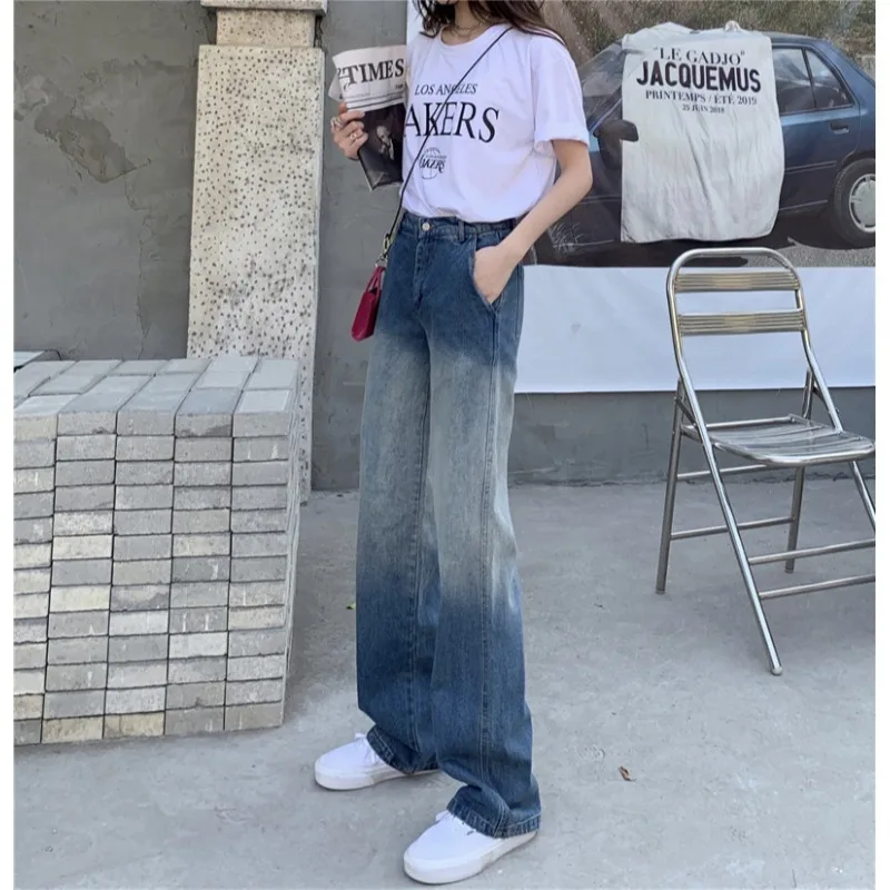 2021 Spring and Autumn Simple Trendy Women's Retro Gradient High-waisted Straight Loose Multi-pocket Zipper Wide-leg Drape Jeans
2021 Spring and Autumn Simple Trendy Women's Retro Gradient High-waisted Straight Loose Multi-pocket Zipper Wide-leg Drape Jeans