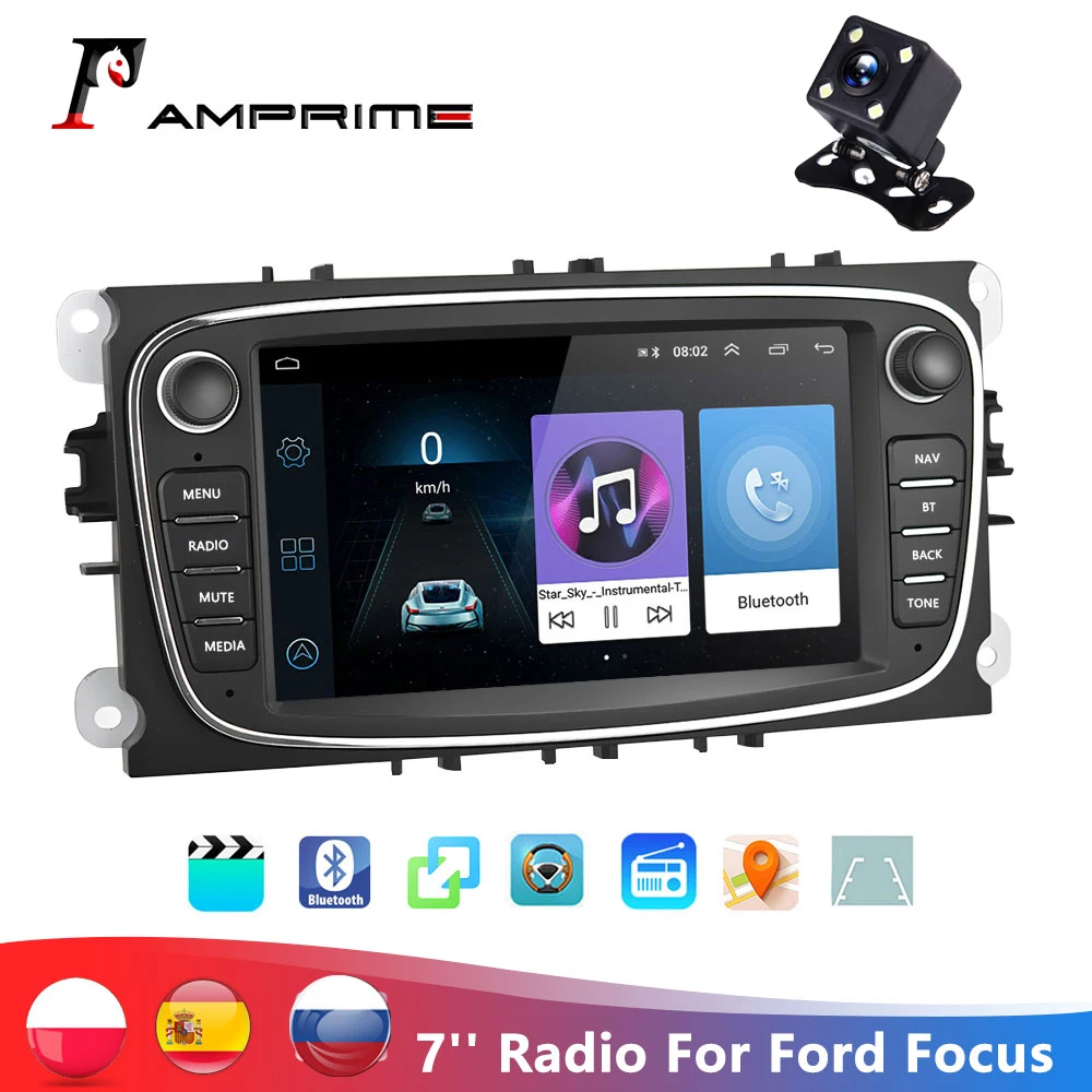 Автомагнитола AMprime мультимедийный плеер на Android с 7 "экраном GPS Wi Fi 9 МП для Ford/Focus/S