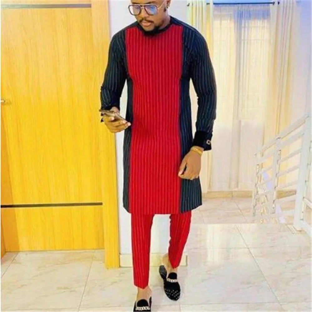 Men's Outfit Shirt And Pants 2 Pieces Stripe Print Patchwork African Traditional Male Clothing Kit With Trouser Fashion Suit
Men's Outfit Shirt And Pants 2 Pieces Stripe Print Patchwork African Traditional Male Clothing Kit With Trouser Fashion Suit
