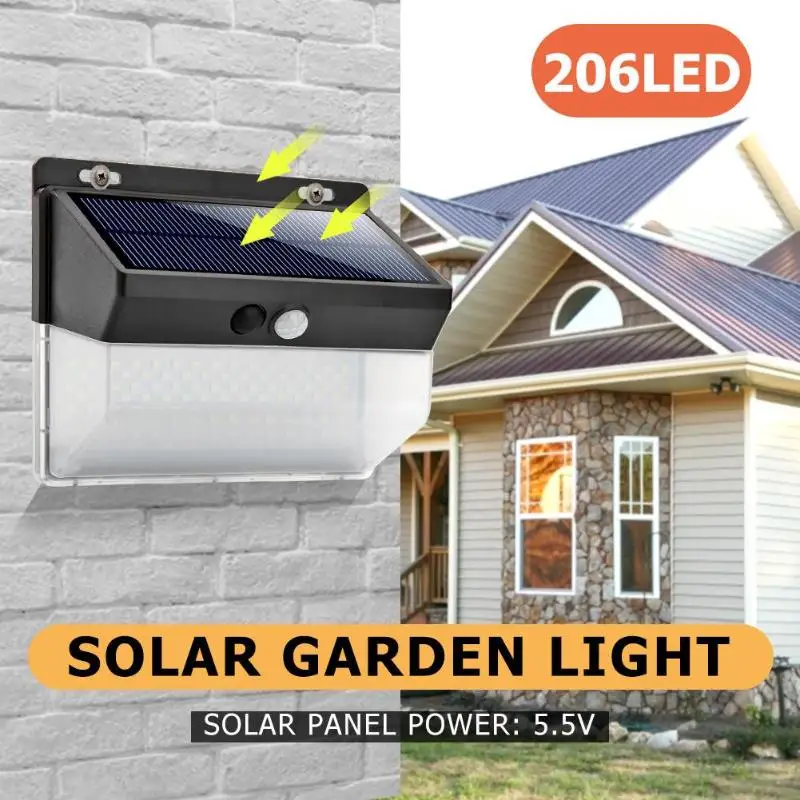 206LED Solar Lamp Wall Light Outdoor Solar Power Motion Sensor Wall Light Outdoor Garden Security Lamp Garden
206LED Solar Lamp Wall Light Outdoor Solar Power Motion Sensor Wall Light Outdoor Garden Security Lamp Garden