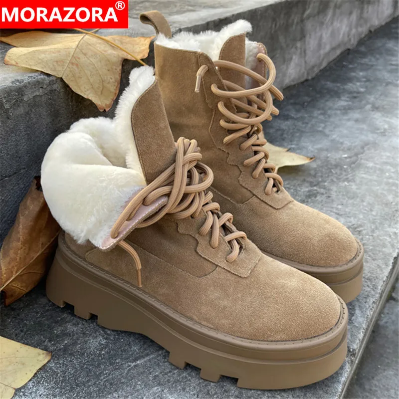 Женские замшевые ботильоны на платформе MORAZORA, черные повседневные шерстяные ботильоны на плоской платформе, на шнуровке, новинка зимнего с...
Женские замшевые ботильоны на платформе MORAZORA, черные повседневные шерстяные ботильоны на плоской платформе, на шнуровке, новинка зимнего с...