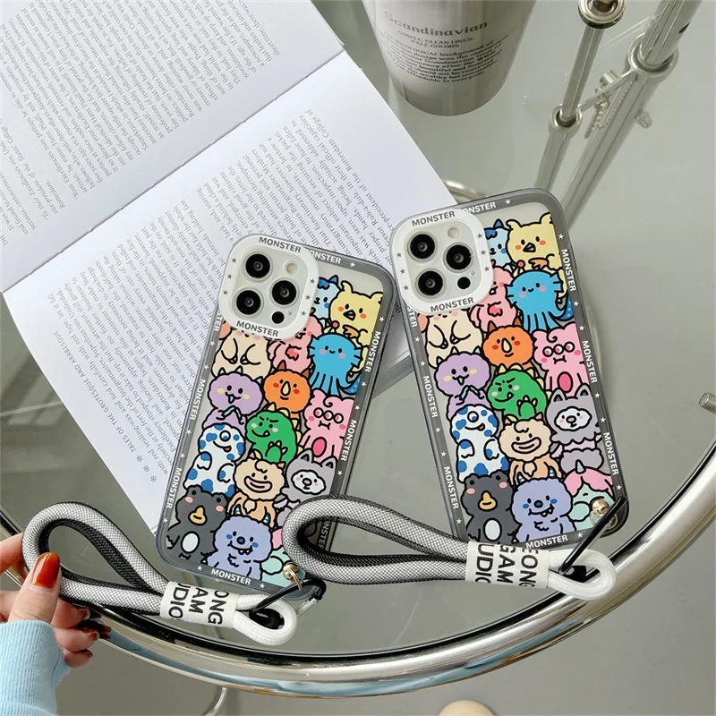 Korean Cute Cartoon Graffiti Hand Strap Phone Case For iPhone 11 12 13 Pro XS Max X XR 7 8 Plus SE Soft Shockproof Back Cover
Korean Cute Cartoon Graffiti Hand Strap Phone Case For iPhone 11 12 13 Pro XS Max X XR 7 8 Plus SE Soft Shockproof Back Cover