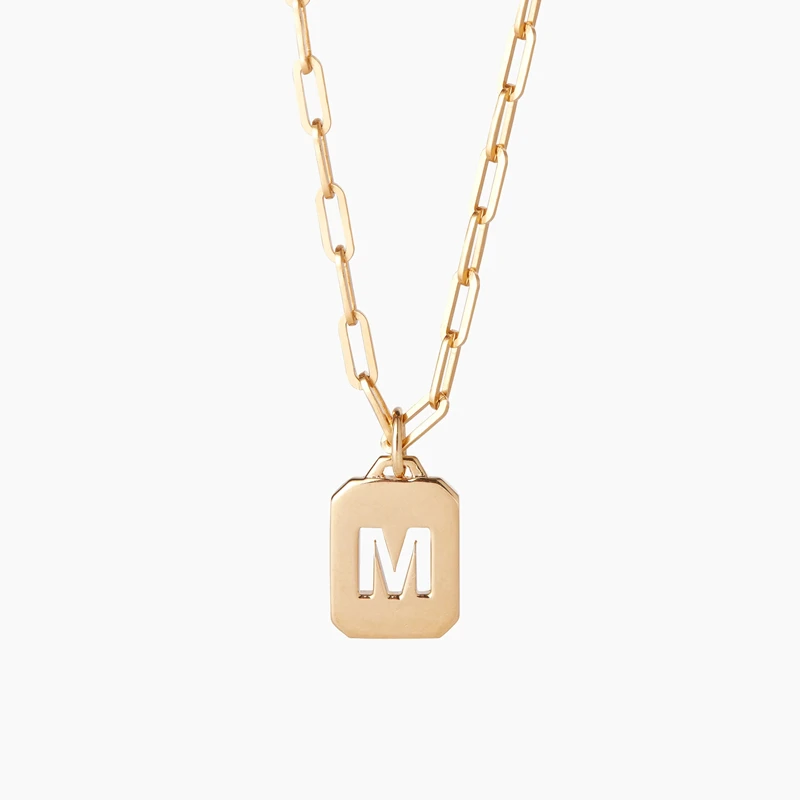 Geometric square brand pendant simple European and American stacked Necklace M-shaped tag
Geometric square brand pendant simple European and American stacked Necklace M-shaped tag