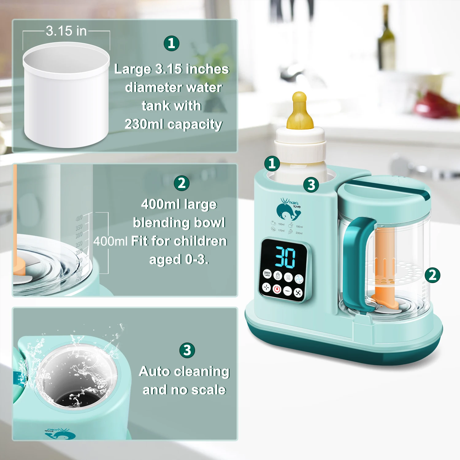 Baby Food Maker, Baby Food Processor, Auto Blender and Steamer, Fast Heat & Self-Cleaning, Make Healthy Puree Food for Babies
Baby Food Maker, Baby Food Processor, Auto Blender and Steamer, Fast Heat & Self-Cleaning, Make Healthy Puree Food for Babies
